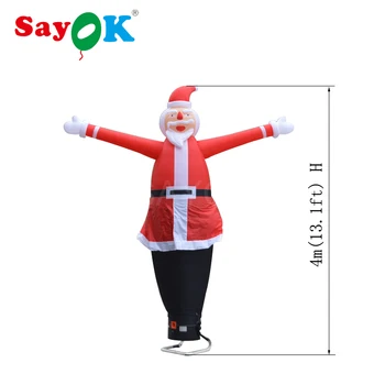 Pripučiamų Kalėdų Dekoracijas Santa Claus Oro Šokėjai, 4m(13.1 ft) Aukšto Dangaus Šokėjos su Oro Pūstuvas Vienos Kojos Pardavimui