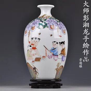 Pristatymas Jingdezhen keramikos rankomis tapybos darbų žinomų kūrinių Peng Xianglong iškrovimo įvairius stalo vazos