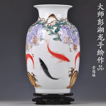 Pristatymas Jingdezhen keramikos rankomis tapybos darbų žinomų kūrinių Peng Xianglong iškrovimo įvairius stalo vazos