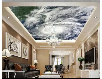 Pritaikyti 3d foto tapetai, 3d lubų tapetai freskomis taifūnas debesis vaizdo condole nustatymas sienų apdailai 3d kambario tapetai