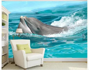 Pritaikyti 3d foto tapetai, 3d tv tapetai Puošmena Gao Qinghai delfinų jūroje 