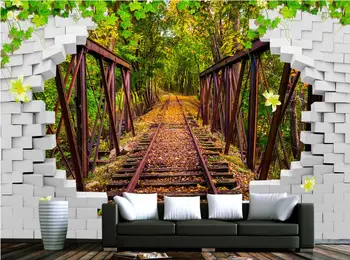 Pritaikyti 3D Foto Tapetai, Gėlių vynuogių kabantis tiltas tunelis Gyvenimo kambario Sienos dokumentų Namų Dekoro