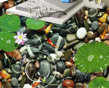 Pritaikyti 3D Grindys, Tapetai, Miegamojo Lotus karpis akmenukai 3D Grindų dažymas kambarį Miegamasis
