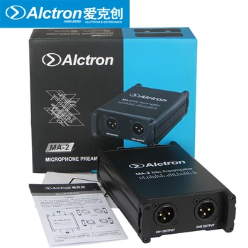 Profesinės Mic Preamplifier Alctron MA-2 Dual channel Dinaminis/pasyvus aliuminio juosta mikrofono stiprintuvas