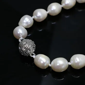 Puikus baltas natūralūs gėlo vandens barelį gražus ryžių perlų karoliukus, 7*8mm 11*13mm aukštos klasės necklalce moterų papuošalai 18inch B1457