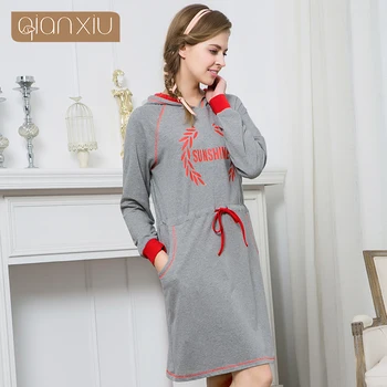 Qianxiu sleepskits naujas modelis Bžūp apykaklės pižamą moterims