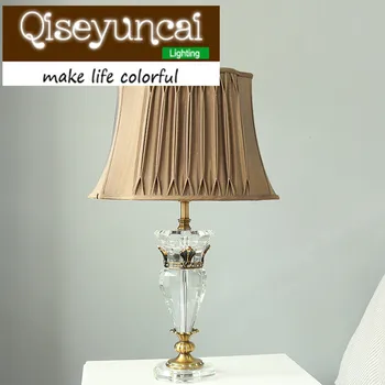 Qiseyuncai Europos stiliaus jaukus miegamasis 3 spalvos K9 kristalų stalo lempa modernus paprastumas ir prabanga, aukštos klasės mados apšvietimas