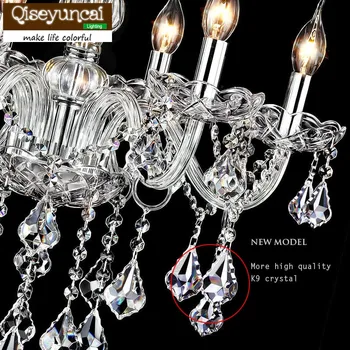 Qiseyuncai LED Candle K9 Crystal Chandelier Simple modern 4, 6,8 ,10,12 head transparent crystal Chandelier