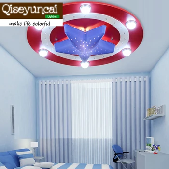 Qiseyuncai vaiko Kambario Kapitonas Amerika Lubų Šviesos Vaikų Miegamasis Animacinių filmų 6LED*3W&24LED*0.3 W Kambarį Apšvietimas
