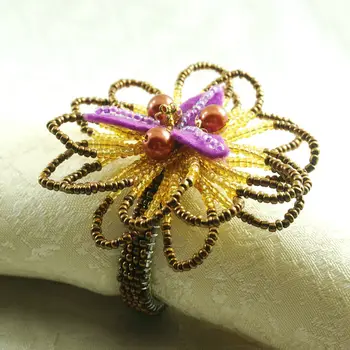 Qn16011905 glassbeaded servetėlių žiedai, vestuvių dekoravimas servetėlių laikiklis