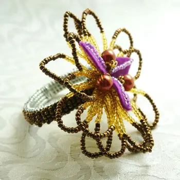 Qn16011905 glassbeaded servetėlių žiedai, vestuvių dekoravimas servetėlių laikiklis