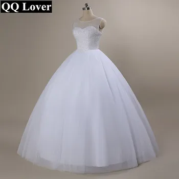 QQ Meilužis 2018 Naujas Tankas Kamuolys Suknelė Vestuvių Suknelė Vestido De Noiva Perlai Visą Duobute Bridal Vestuvinė Suknelė
