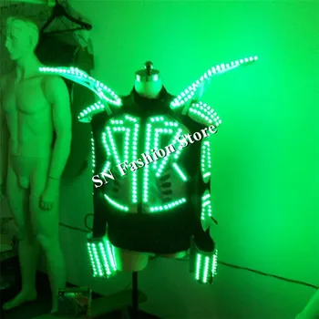 QZ10 Sportinių šokių RGB šviesos diodų (led kostiumai dj šokių šviesos robotas tiktų vyrų žėrintis spalvinga lazeris, robotas drabužius baras etape nešioja
