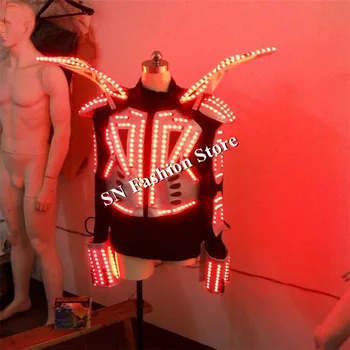 QZ10 Sportinių šokių RGB šviesos diodų (led kostiumai dj šokių šviesos robotas tiktų vyrų žėrintis spalvinga lazeris, robotas drabužius baras etape nešioja