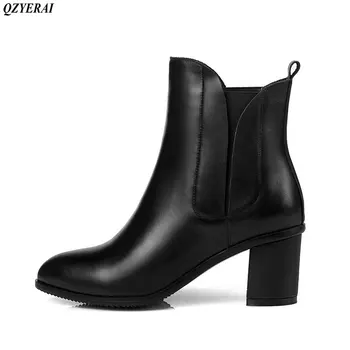 QZYERAI 2018 naujas mados trumpas batai, karvės odos, dėvėti, atsparus padais nurodė Martin batai, moteriški batai, dydis 34-42