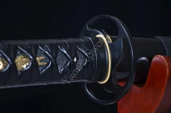 Rankinio kalimo Sulankstyti plieno raudona Japonijos Samurajų Kardas Katana Full Tang klasikinio tsuba Mūšį Pasirengę