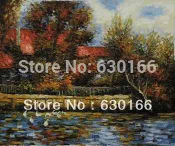Rankomis Dažyti Aliejus, Drobė, Tapyba, už Kambarį - Antis Tvenkinys Pierre Auguste Renoir Dažymas Peizažai Horizontalus