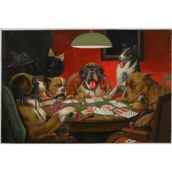 Rankomis dažyti Aliejus paveikslų Šunys Žaidžia Pokerį Tik Pora Deuces iki Cassius Marcellus Coolidge drobės modernių namų meno dekoro