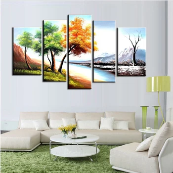 Rankomis dažyti aliejus, tapyba, sienų paveikslai tapyba miškų kraštovaizdžio nuotraukos, tapyba gali sutapti 5vnt/set WX-1507117