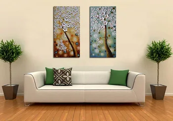 Rankomis dažyti Didelis šiuolaikinio meno Medžiai Nuotraukas Gėlės Aliejaus tapybai Abstraktus menas gyventi kambaryje lova, Valgomojo kambario Sienų dekoras