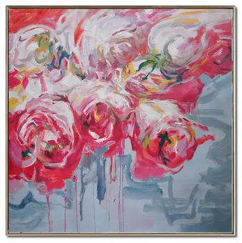 Rankomis Dažyti Pink Rose Paveikslai, Sienų Tapyba Nuotrauką ant Drobės Abstrakčių Gėlių Dekoras Modernių Rožių Aliejaus Tapybai Pakabinti Nuotraukas