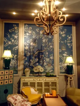Rankomis dažyti šilko tapetai tapyba su gėlių paukščių vertus, dažytos sienos popieriaus svetainė/valgomasis kambarys/studija/TV/Sofa/veranda fone