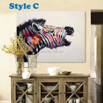 Rankomis dažyti šiuolaikinio abstraktaus pop meno drobė sienos nuotrauka zebra drobė, aliejus, tapyba pinto namų puošybai gyvūnų paveikslai