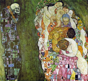 Rankų darbo aliejaus tapybai reprodukcijai ir Gyvenimas, ir Mirtis Gustavo Klimto