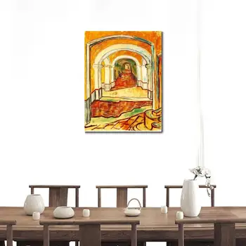 Rankų darbo aliejaus tapybai reprodukcijai Vincent Van Gogh Aukštos kokybės Koridoriaus Saint Paul Prieglobsčio Saint Remy kambarį dekoro