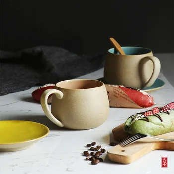 Rankų darbo asmenybės kavos puodelis paprasta aukštos kokybės keramikinis puodelis su dėklas ir rankena keramikos Japonija stiliaus prekės ženklo puodelius ir taures