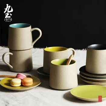 Rankų darbo asmenybės kavos puodelis paprasta aukštos kokybės keramikinis puodelis su dėklas ir rankena keramikos Japonija stiliaus prekės ženklo puodelius ir taures