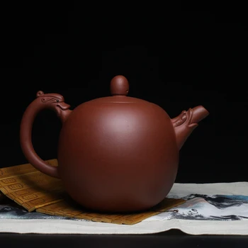 Rankų darbo dideli Zisha arbatinukas didelės talpos rūdos Yixing su filtru drakonas kiaušinių arbatinukas užrašu 1200ml didelis arbatinukas
