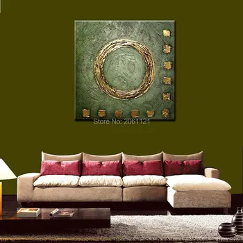 Rankų kvadratinių Sienos Meno žalia abstrakčios Naftos Tapyba Ant Drobės Namų Puošybai Kūrinio Nuotrauką Dekoro Dažymas ir Kaligrafija