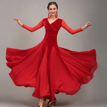 Raudona socialinės suknelė standartinių šokių suknelė moteris šiuolaikinio šokio kostiumai standartinių šokių suknelė balus valsas suknelės pakraštys