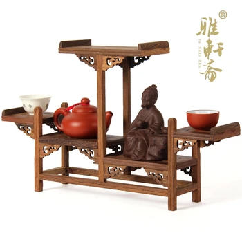 Raudonmedžio baldai, Ming ir Čing Dinastijų Akmens drožyba arbatinukas pagrindo rėmo sparnus lentynos arbatinukas senovinis raudonmedžio bazės