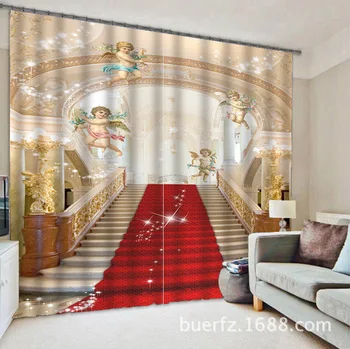 Raudonojo kilimo Prabanga 3D Blackout Užuolaidos kambarį Patalynė kambaryje Užuolaidos Cotinas para salė už dekoratyvinis Chirstmas