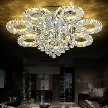 Raundas Kristalų Lempos, modernus minimalistinio prabangūs miegamojo kambarį žibintai LED Lubų Šviesos 90-260V Prabanga lempos D800xH400MM