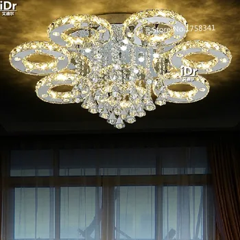 Raundas Kristalų Lempos, modernus minimalistinio prabangūs miegamojo kambarį žibintai LED Lubų Šviesos 90-260V Prabanga lempos D800xH400MM