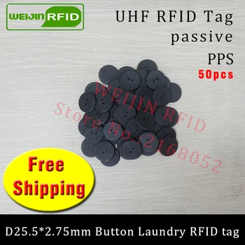 RDA skalbimo mygtuką, žymeklis vandens, atsparus UHF EPC Gen2 6C 915mhz 868mhz Higgs3 50pcs nemokamas pristatymas smart pasyvus RFID žymes PP