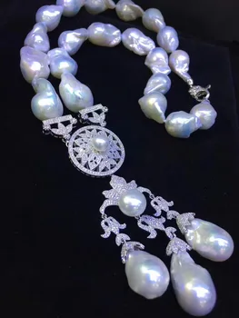 Realių gamtos gėlo vandens perlų karoliai pakabukas 925 sterlingas sidabro šalis karoliai bauda moterų papuošalai nemokamas pristatymas