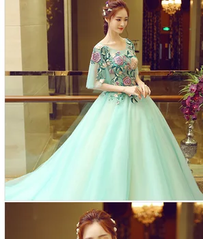 Realių šviesiai žalios spalvos gėlių siuvinėjimas duobute kamuolys suknelė Viduramžių ir Renesanso karalienė Dress Viktorija dress /princess Belle Kamuolys