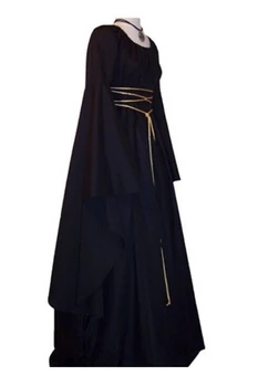 Renesanso Viduramžių Airių Kostiumas Per Suknelė Viduramžių Suknelė Gotikos Suknelė Juoda Suknelė, Pilnas Komplektas