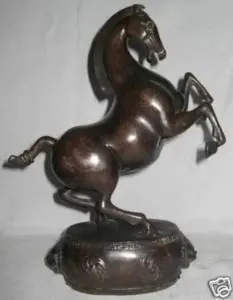 Retas Čing Dinastija Tibeto papuošti arklių bronzinė statula 1842 Nemokamas pristatymas