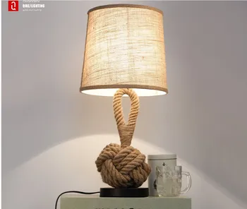 Retro asmenybė šiaurės studijų kambario stalo lempa kūrybos virvę, kaustytomis geležies miegamojo lovos dekoratyvinės juostos, lempos