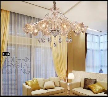 Retro Led chandelier glass lampshade Crystal Chandelier Lamp Penthouse Restaurant lustre cristal Living Room Lampadari Pendenti