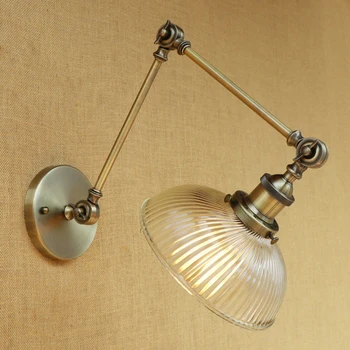 Retro Loft Pramonės sienos, stiklo lempų gaubtų LED lemputė nemokamai koreguoti metalo ilgai swing arm gyvenimo kambario, miegamasis restoranas, baras E27