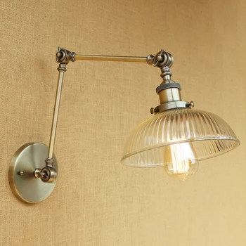 Retro Loft Pramonės sienos, stiklo lempų gaubtų LED lemputė nemokamai koreguoti metalo ilgai swing arm gyvenimo kambario, miegamasis restoranas, baras E27