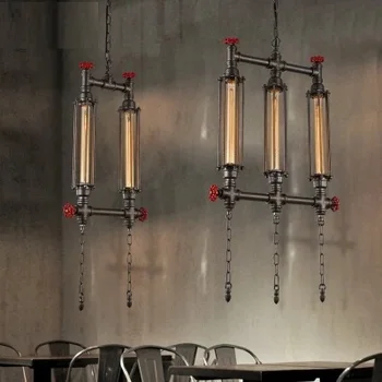 Retro Loft Stiliaus Ketaus Vandentiekio Vamzdžių, Lempos Edison Pakabukas Šviesos Įranga Derliaus Pramoninis Apšvietimas, Valgomasis Kabo Lempa