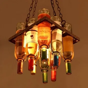 Retro Loft Stiliaus Meno Butelis Droplight LED Pakabukas Šviesos Šviestuvai Kabo Lempa Derliaus Pramoniniam Apšvietimui Lamparas Colgantes
