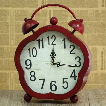 Retro Vintage Žadintuvas Dvigubai Bell Apšvietimas Silent Laikrodis, Kvarciniu Dekoratyvinis Stalo Laikrodžiai, Antikvariniai Klasikinis Stalo Laikrodis